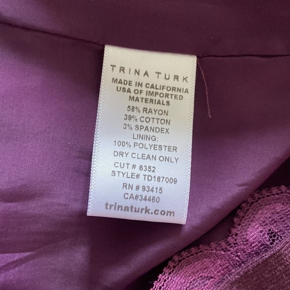 Trina Turk Purple Orange Pink Floral Short Ruffle Sleeved Scoop-neck Dress Lined - Picture 7 of 7